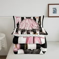 thumbnail image 5 of Pink Girly Dress Bedding Queen Size Modern Women Black White Stripe Comforter Set Romantic Makeup Themed Bedding Comforter Sets Golden Polka Dots Duvet Insert Perfume Print Quilt, 5 of 6