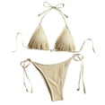 thumbnail image 1 of Womens 2 Piece Swimsuits Mesh Print Backless Adjustable Spaghetti Strap Bikini Beige Bathing Suits for Women M, 1 of 7