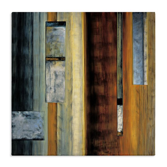 Stupell Industries Rustic Lodge Rustic Rectangular Abstraction Brown Orange Blue Canvas Art, 17 x 17, by Aaron Summers