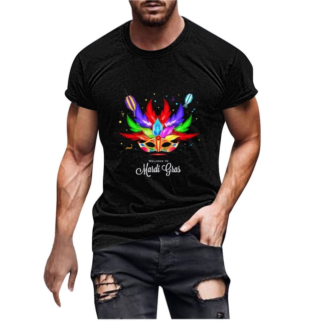 Camisa de Manga Larga Del Cuello Redondo Del Verano Del Carnaval Impresa de los Hombres, Suéter de Moda de Poliéster para el Uso Casual, Diario Y de Invierno