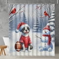 thumbnail image 2 of Hello Winter Boston Terrier Football Snowman Welcome Snowy Morning Shower Curtain Gentleman Dog Lover Gifts Waterproof Bathroom Bathtub Curtain - 01012, 2 of 5