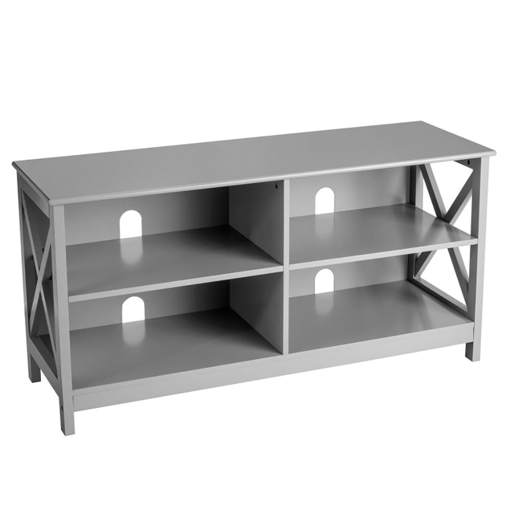 Finihen TV Stand, TV Cabinet, Wooden TV Stand Entertainment for TVs up to 55 Inch with X-Shaped Frame, Media Entertainment Center with Storage, for Living Room, Bedroom, Gray