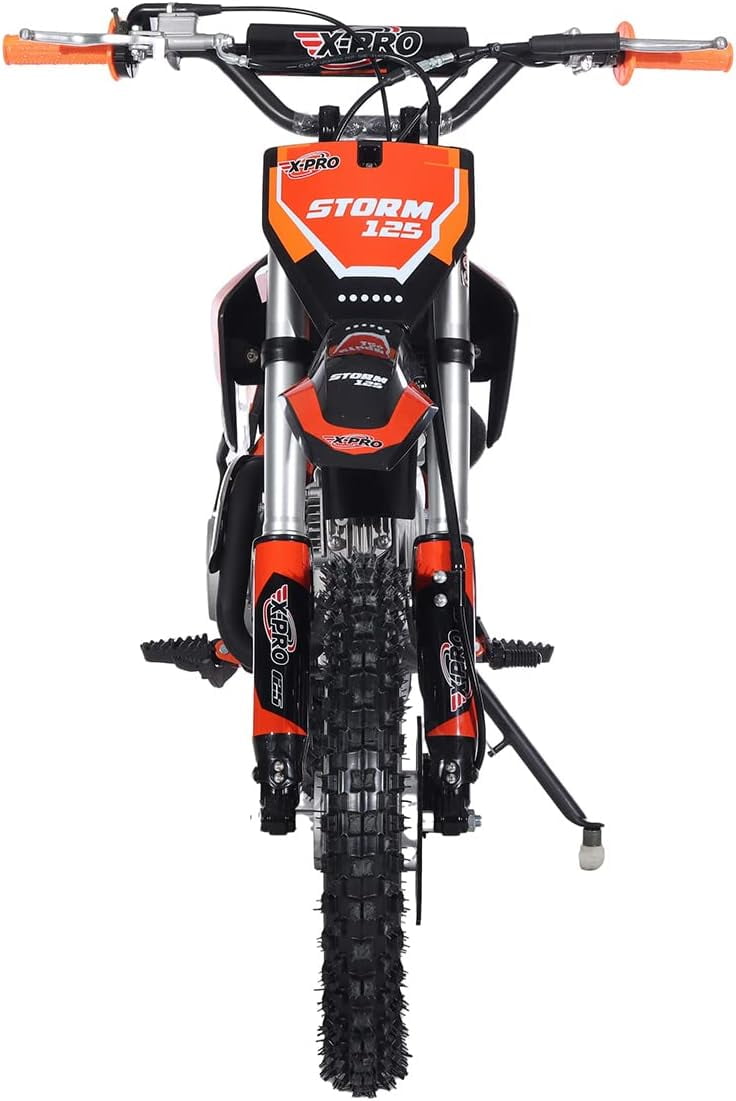 X-Pro Brand New Storm 125cc Dirt Bike with 4-Speed Manual Transmission, Kick Start, Big 14"/12" Tires!
