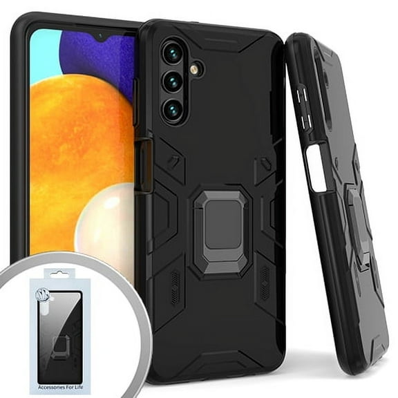 For Samsung Galaxy A13 5G S136DL Advanced Magnetic Ring Hybrid Kickstand Cover Cell Phone Case - ADVRG Black