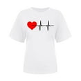 thumbnail image 5 of WREESH Women's Heartbeat Graphic T-Shirts Cute Love Heart Print Short Sleeve Crew Neck Tops White, 5 of 5