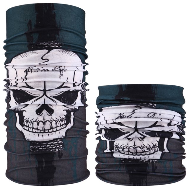 Máscara de montar con capucha mágica multifuncional sin costuras, cálida toalla con cara de calavera para Halloween