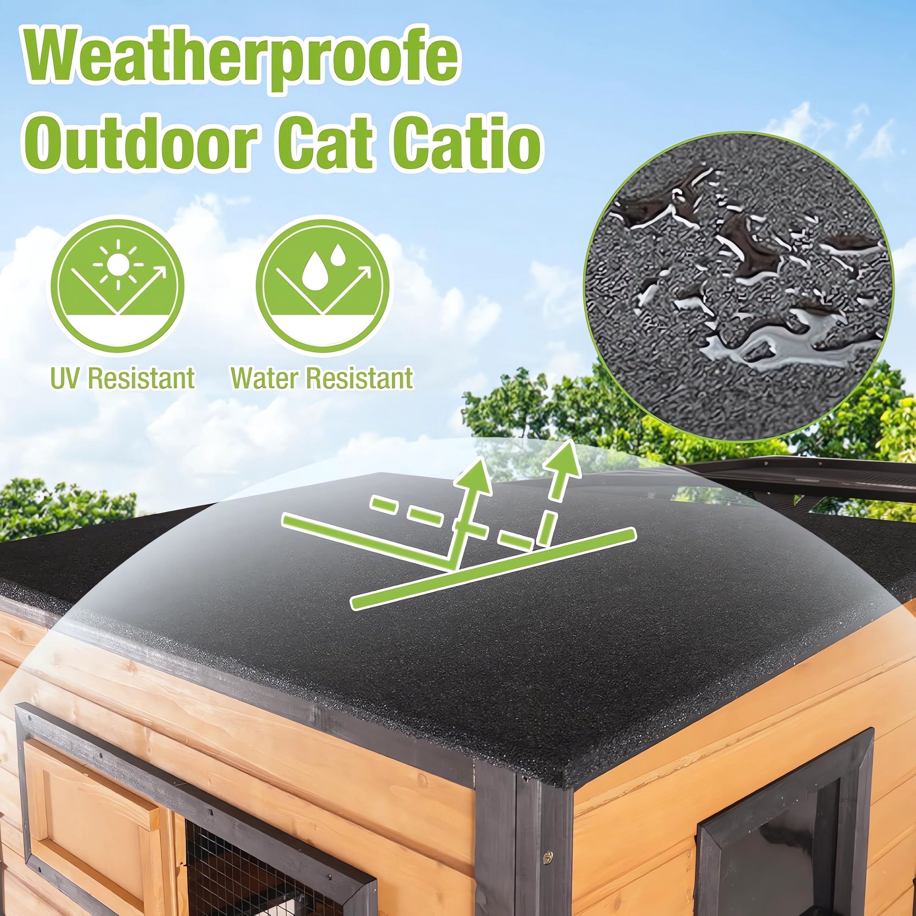 Aivituvin Large Catio Cat Enclosure Window for Outdoor Cats, Weatherproof Cat House with Roof, Resting Platforms & Windows, Indestructible Feral Cat Shelter for Backyard