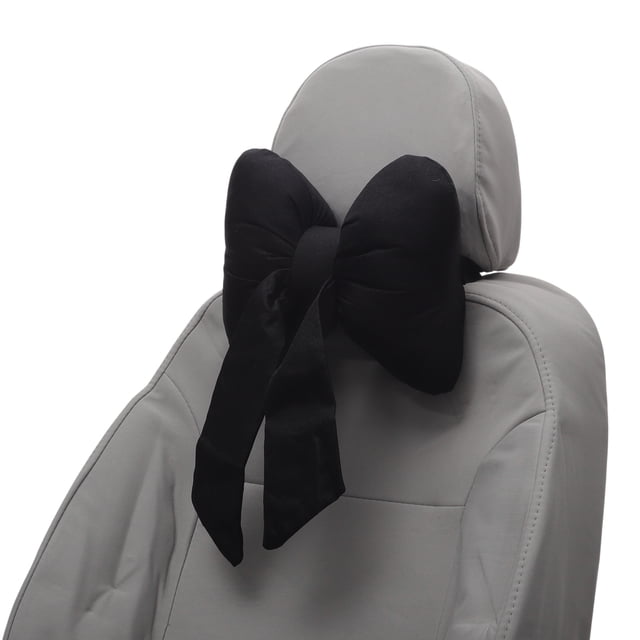 Almohada para Cabeza de Automóvil Unique Bargains Ergonomica y Cómoda Soporte para el Cuello Algodón y Lino Espuma de Memoria Ancho Ajustable Negro 2 Pcs para Conducir Viajar
