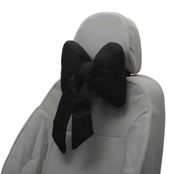 Almohada para Cabeza de Automóvil Unique Bargains Ergonomica y Cómoda Soporte para el Cuello Algodón y Lino Espuma de Memoria Ancho Ajustable Negro 2 Pcs para Conducir Viajar