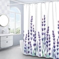 thumbnail image 2 of Lavender Shower Curtain, Purple Lavender Floral Shower Curtain Set, Watercolor Plant Leaves Flower Shower Curtains for Bathroom, Waterproof Fabric with 12 Hooks, 72 x 72 Inches, 2 of 6