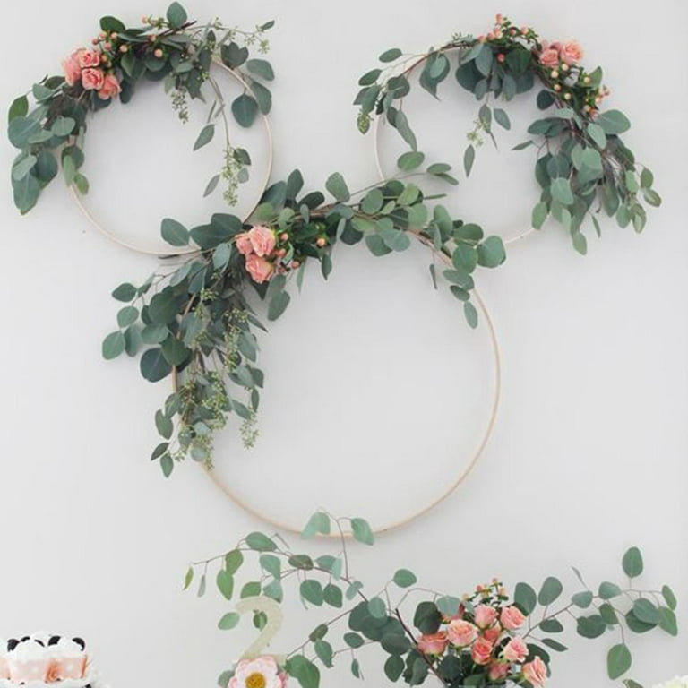 Worown 16 Pack Bamboo Floral Hoops, 8 Sizes (4, 5, 6, 7, 8, 9, 10 & 12 inch) Wooden Wreath Rings for Making Wedding Decor and Wa