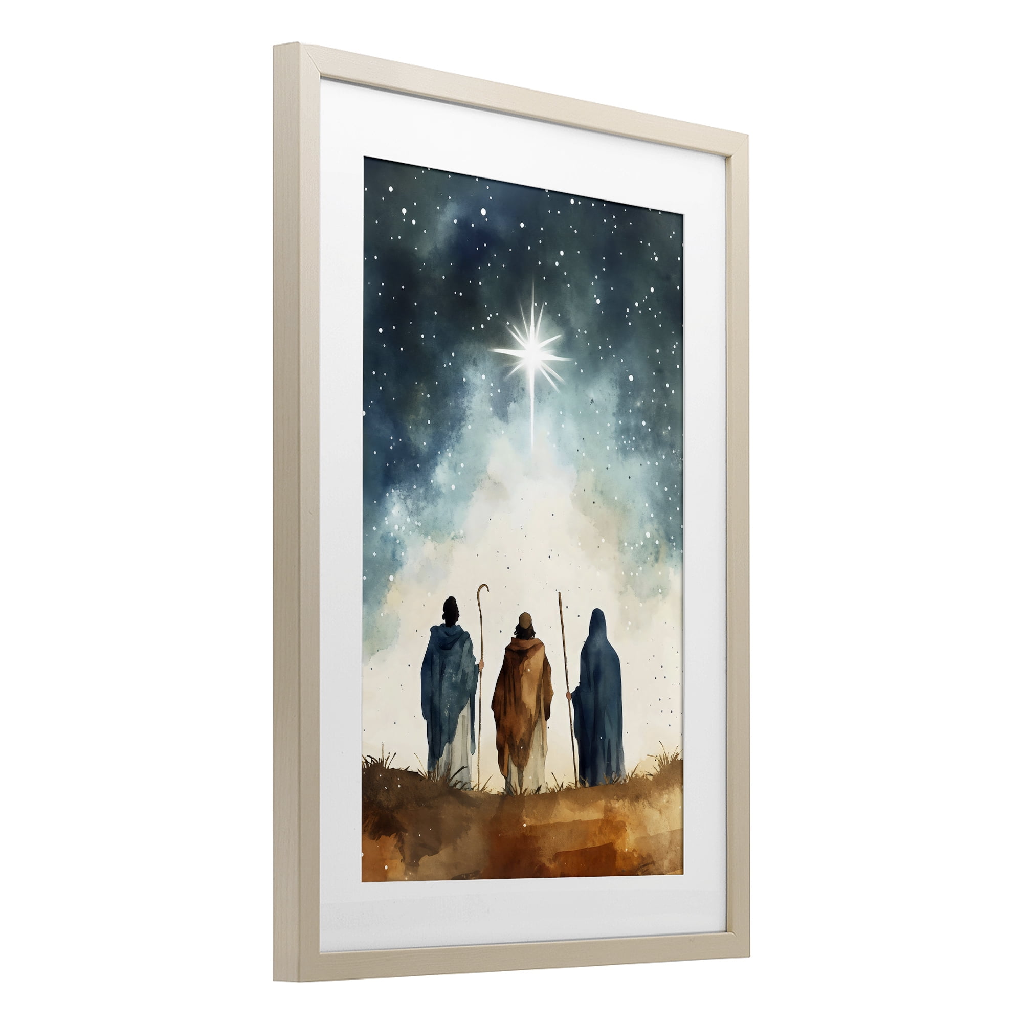 Guided Wisdom Shepherds Birch Framed Print Under Glass, design by Petal Prints Design