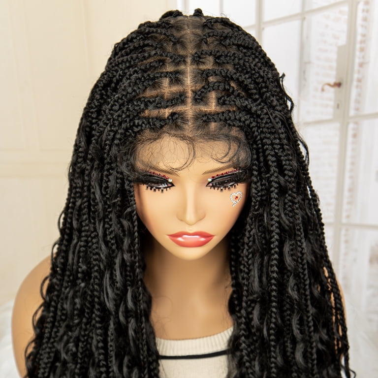 32 Inch Long Curly Braided Wigs Box Braiding Wig with Baby  display picture 1
