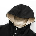 thumbnail image 5 of Mens Long Trench Coat With Hood Color Block Mid Length Belted Long Sleeve Windbreaker Jacket, 5 of 7