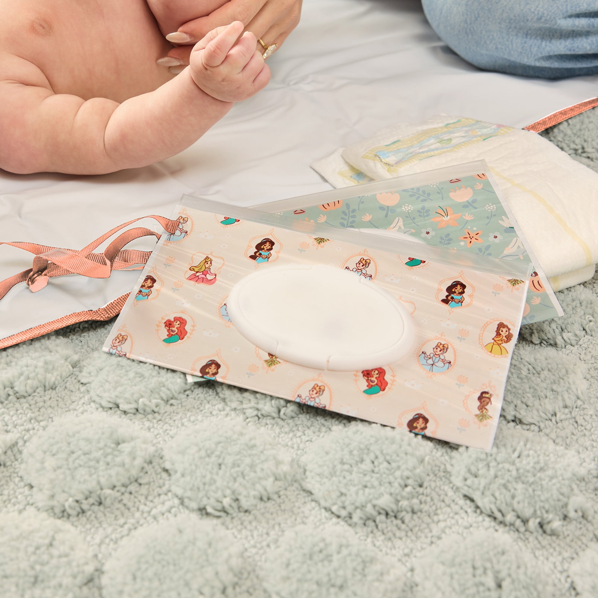 Disney Baby by J.L. Childress Reusable Wet Wipes Case Pouch, 2 Pack - Princess