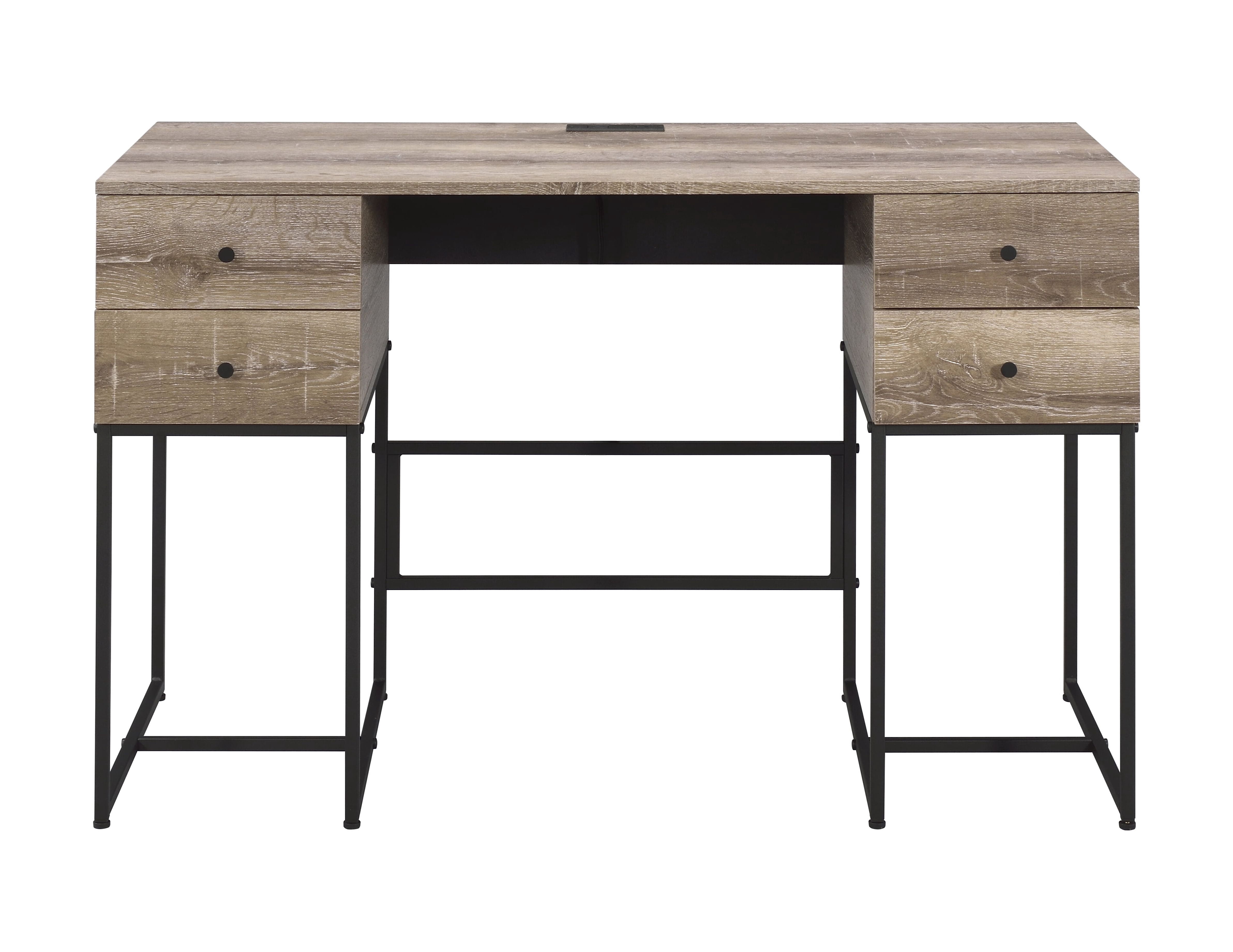 Desirre Rustic Oak & Black Finish Wirting Desk w/ USB Port