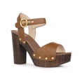 thumbnail image 1 of BLISSFUL STEP Platform Ankle Strap Block Heels Sandals for Women Brown 7, 1 of 7