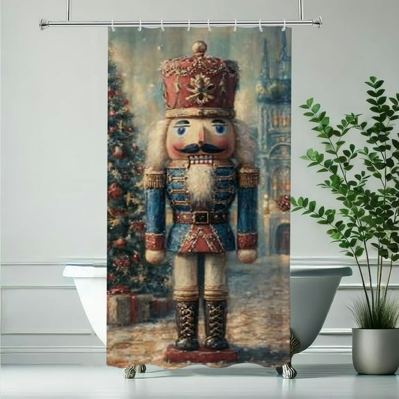 RKSupls Christmas Shower Curtain, Classical Nutcracker Curtain with Hooks for Home Bathroom Decor Washable Curtains, 36x72 in