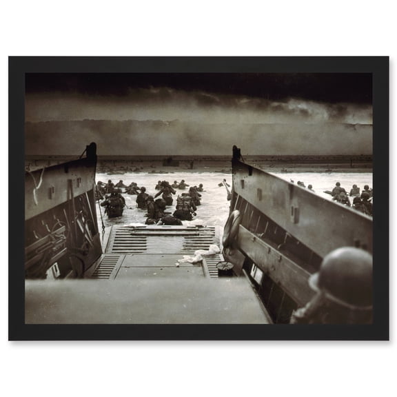 Iconic War History D Day Landing Normandy France WWII A4 Artwork Framed Wall Art Print