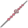 thumbnail image 2 of Fashion Alloy Silver-Tone Pink Round Dial White CZ Womens Bracelet Watch, 2 of 3
