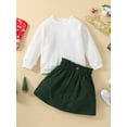 thumbnail image 2 of Bagilaanoe 2Pcs Toddler Baby Girls Fall Outfits Long Sleeve Ribbed Pullover Tops + Corduroy A-line Skirt 12M 18M 24M 3T 4T 5T Kids Casual Skirt Set, 2 of 8