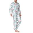 thumbnail image 2 of Fuzoiu Tropical Flamingo Print Men's Long-Sleeved Pajama,Lounge Button Down Nightwear,Mens Notch Collar Pajama Set -Medium, 2 of 7