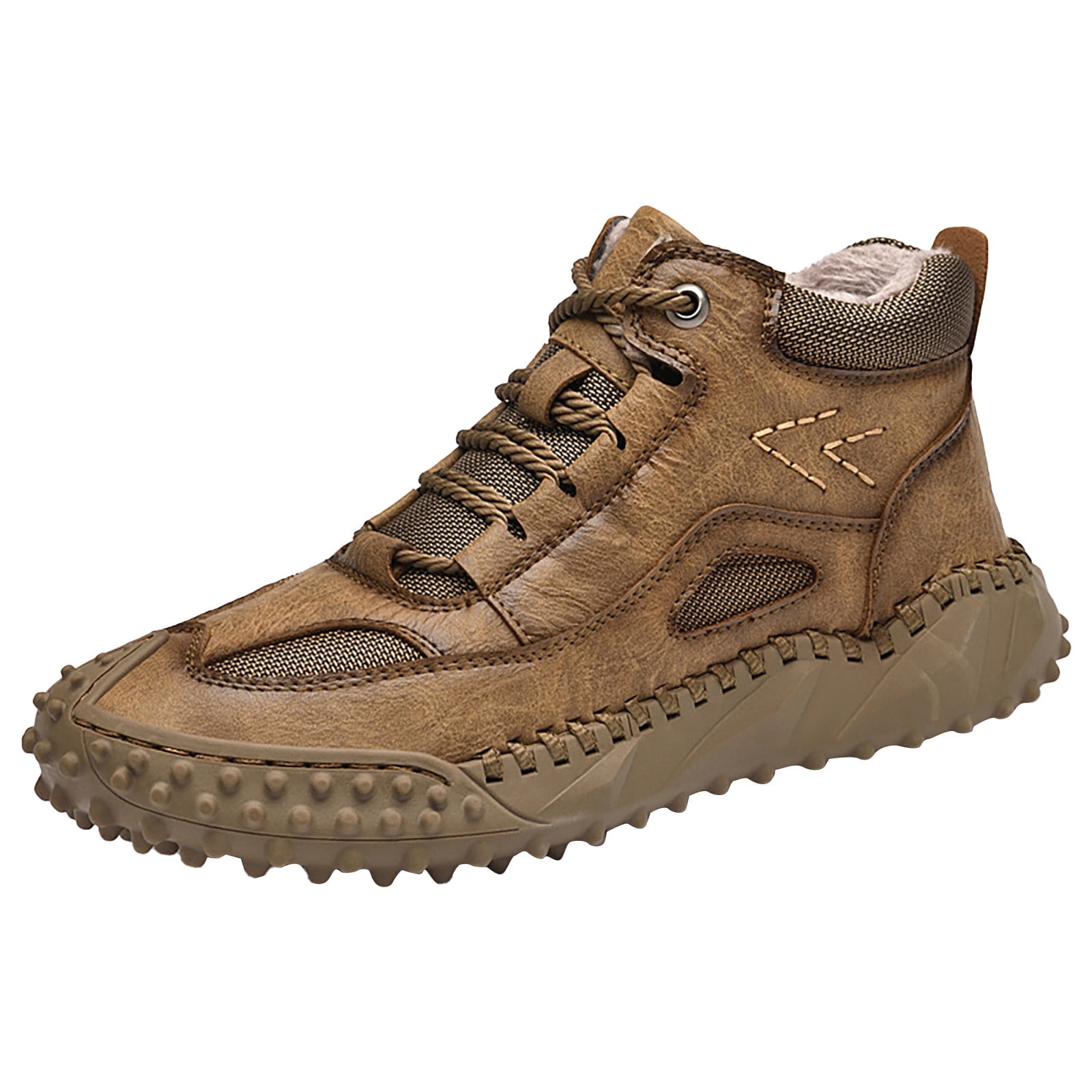 PEASKJP Boots for Men Water Resistant Warm Lined Anti Slip Work Ankle Shoes Casual Lightweight Hiking Outdoor Trekking Boot Khaki 42 Walmart