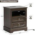 thumbnail image 3 of Nightstand with Charging Station Set of 2, Farmhouse Night Stand with 2 Drawers, Bedside Cabinet for Bedroom, End Table Side Table with Storage (2, Standard Brown), 3 of 16