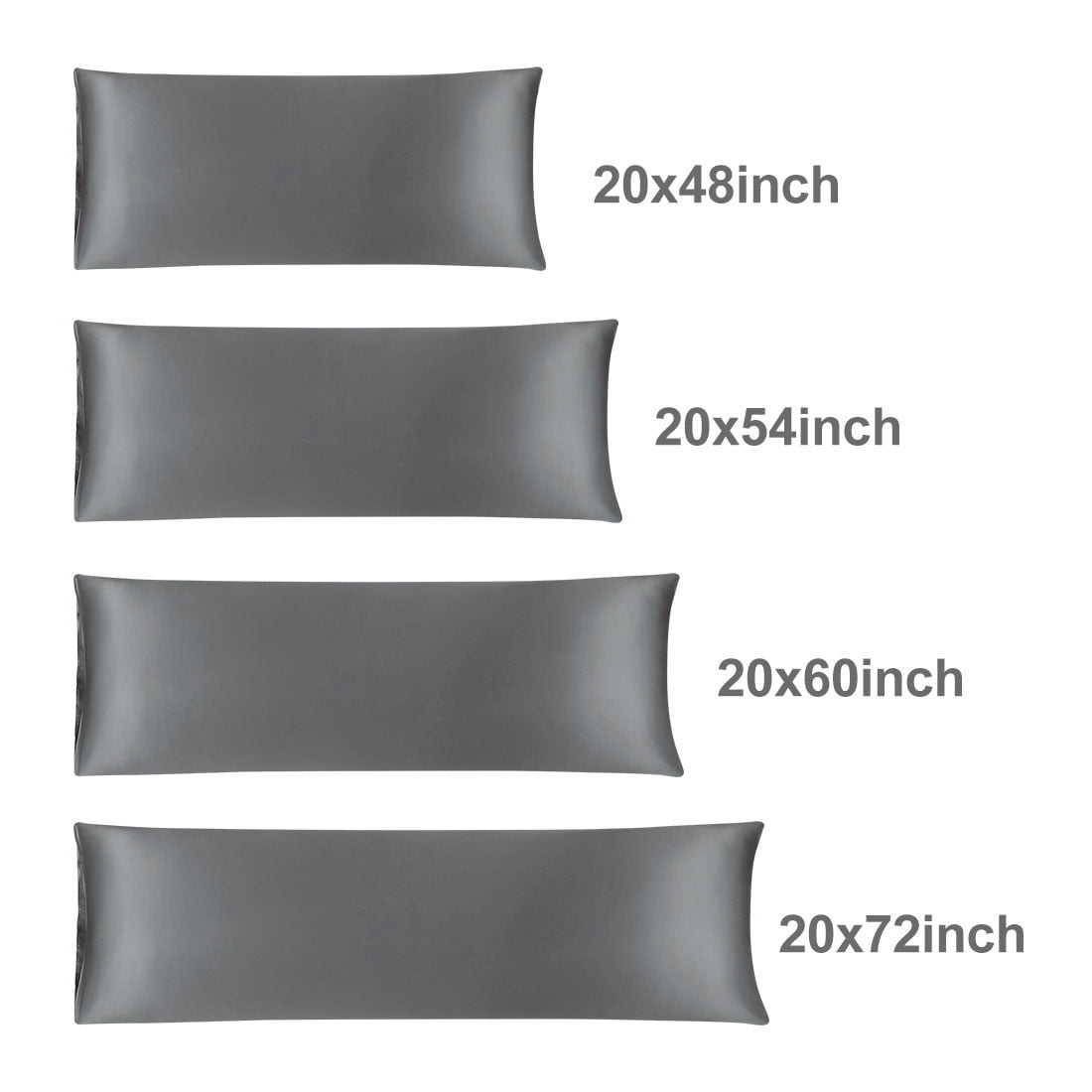 Unique Bargains Luxury Silky Satin Body Pillow Case Gray 20" x 60"