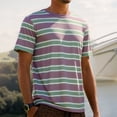 thumbnail image 2 of JAJAHO T Shirts For Men Short Sleeve Striped Summer Top Color Block Crewneck Classic Tee Shirt Relaxed Fit Daily Wear Trendy Tops, 2 of 8