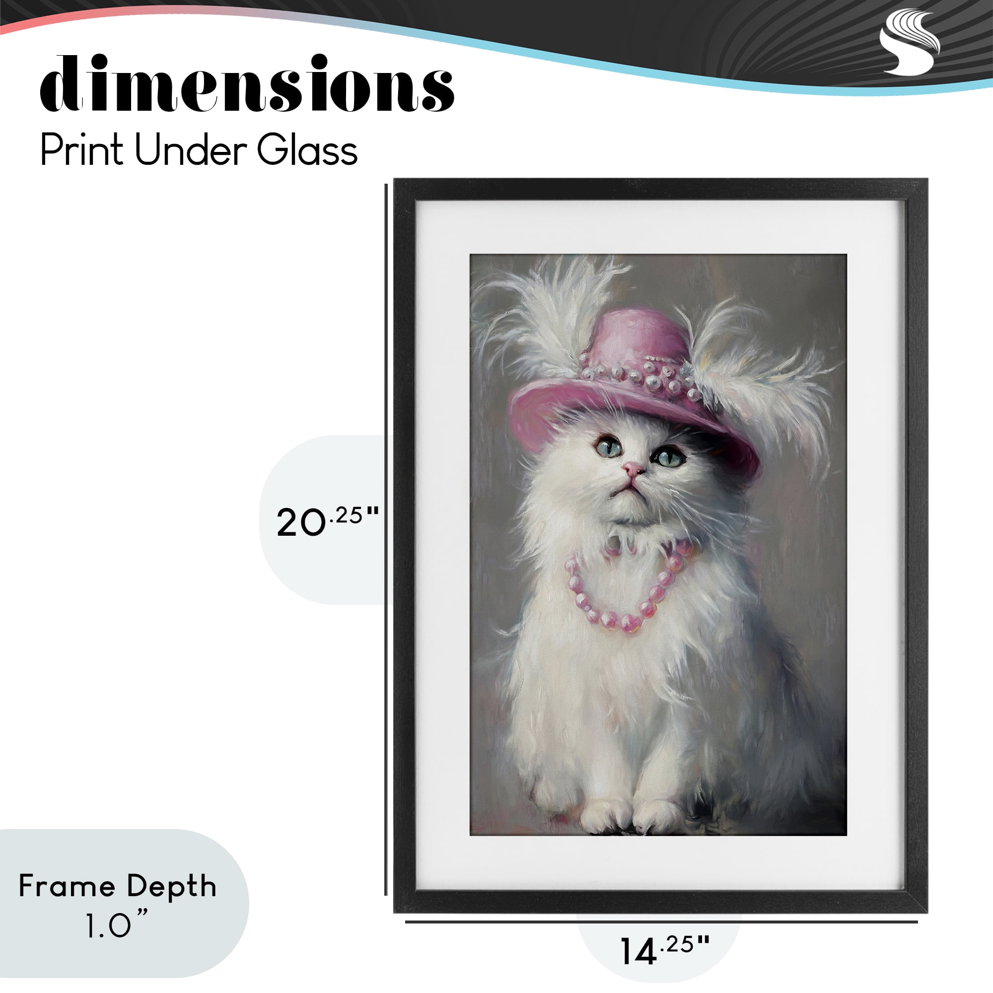 Stupell Industries Beautiful Brigitte Cat Black Framed Print Under Glass, design by Tina LeCour