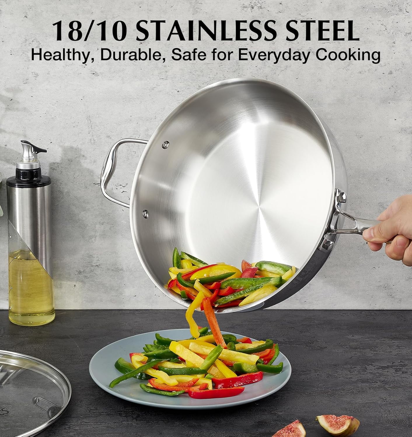 Koch Systeme CS Tri-Ply Stainless Steel Cookware Set, 10-Piece Pots and Pans Set with Glass Lids, Induction Compatible