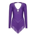thumbnail image 3 of Kaerm Latin Dance Dress Tango Dresses Salsa Dancing Dress for Women Fringe Rhinestone Leotard Dress Purple XL, 3 of 7