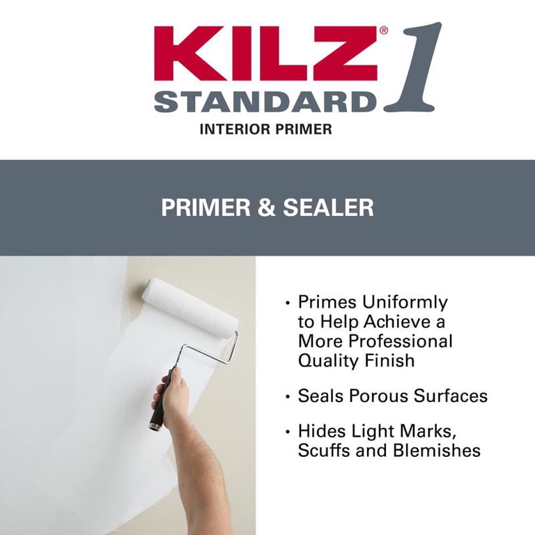 KILZ 1 Standard White Flat Primer & Sealer, 5 Gallon photo 2