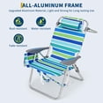 thumbnail image 4 of Beach Chairs for Adults 2 Pack, High Backpack Folding Chair with 5 Position Recline, Lay Flat Portable Beach Chair with Cooler Pouch Cup Holder Phone Pocket Towel Bar for Beach Camping Lawn, 4 of 9