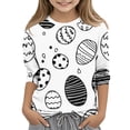 thumbnail image 1 of Blusas y camisas de cuello redondo y manga larga para niños, blusas/camisas de poliéster con estampado de corazones, mangas 3/4 y cuello redondo, elegantes e informales., 1 of 5