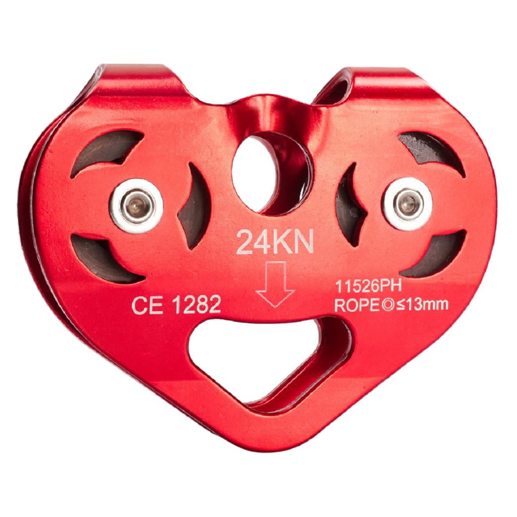24KN Rock Climbing Zip Line Rope Wire Cable Trolley Pulley Fit 13mm Rope Red 