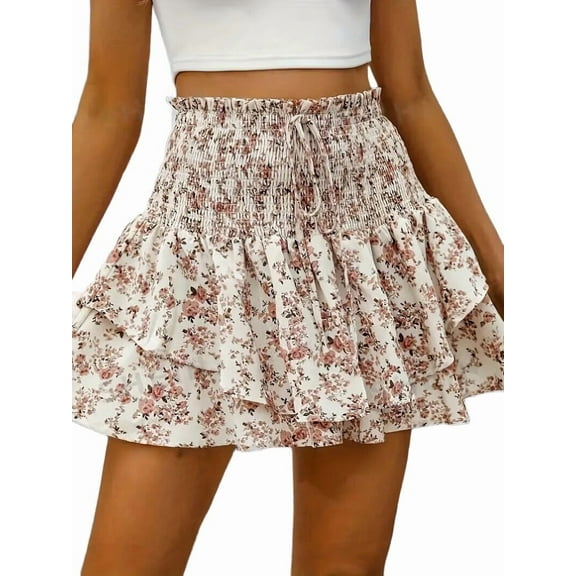 Women'S High Waist Ruffle Mini Shorts Cute Tiered Short Shorts with Shorts Underneath  S