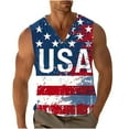 thumbnail image 3 of BiZtdJrK Mens American Flag Muscle Tank Tops 4th of July Patriotic Shirts Summer Button V Neck Sleeveless Henley Shirt White M, 3 of 6