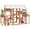Brown + Pine, variant on Large Outdoor Cat Enclosure Wooden Catio with 2 Plant Stands, Multi-Level Cat Playpen with Weather-Resistant Roof, Resting Box, Climbing Ramps & Wire Mesh for Backyard Patio,Black