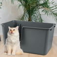 thumbnail image 4 of Doryh 2-Pack Plastic Cat Litter Box High Sides, Large Cat Litter Box Basin with Scoop, Gray, 4 of 7