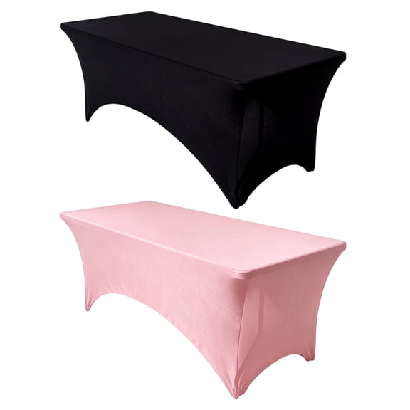 2 Pack 6FT Spandex Table Cover for Folding Tables, Stretchable, Wrinkle-Resistant Tablecloth, Heavy Duty Rectangular Table Protector for Party, Wedding, Banquet and Event