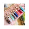 thumbnail image 1 of 1PCS Natural Gem Stone Quartz Pink Crystal Hexagonal Pendulum Reiki Pendant Charms DIY Jewelry Making Necklaces Accessories, 1 of 1