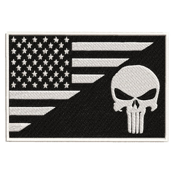 Punisher American USA Flag Embroidered Iron-on Patch