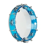 10 Inch Hand Held Tambourine Double Row Tambourine Drum Set Percussion Instrument Musical Educational Toy Instrument for Church Performance Kids Adults with Tuning Key Blue