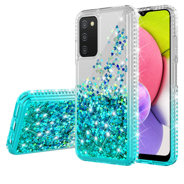 Samsung Galaxy A03S Case Liquid Quicksand Glitter Cute Phone Case Clear ...