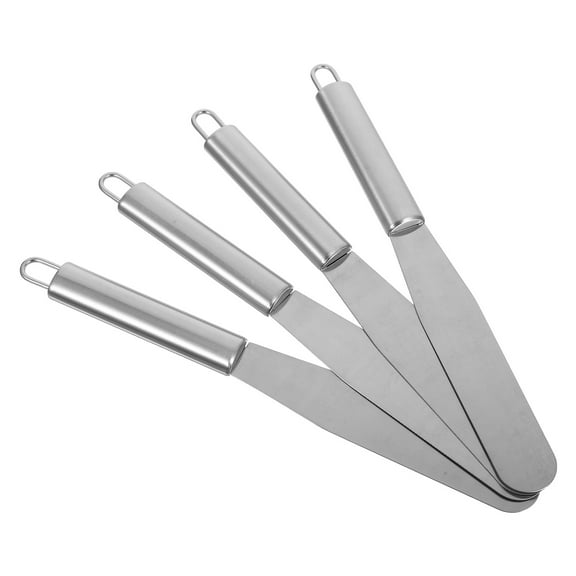 Niceauty Straight Cake Icing Spatula 4Pcs Silver Stainless Baking Tools for Home Bakers