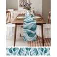thumbnail image 3 of ERUNPONLY Geometric Stripes Table Runner - 120 Inch Long Ombre Teal White Sea Waves Cotton and Linen Blended Dress Scarves Farmhouse Table Runner for Kitchen Dining, Coffee Table, 13" x 120", 3 of 8