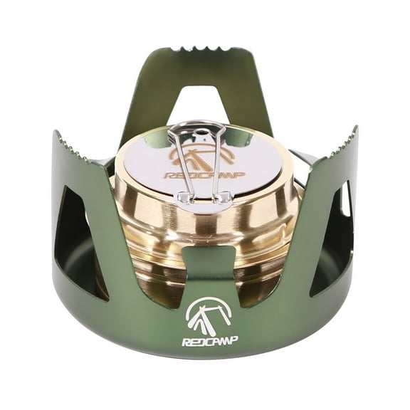 REDCAMP Mini Stove for Backpacking, Lightweight Brass Spirit Burner with Aluminium Stand for Camping Hiking