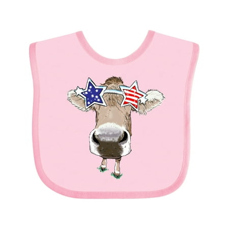 

Inktastic 4th of July Patriotic Cow in Shades Gift Baby Boy or Baby Girl Bib